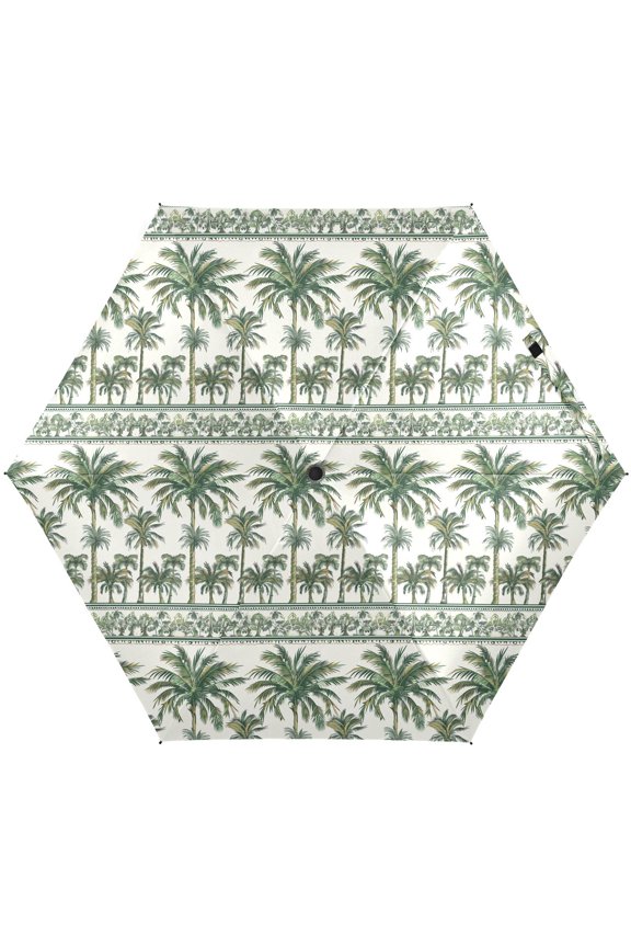 Palm Trees Leaves Hawaii Folding Umbrella for Rain Sun Travel Mini Lightweight Compact Umbrellas