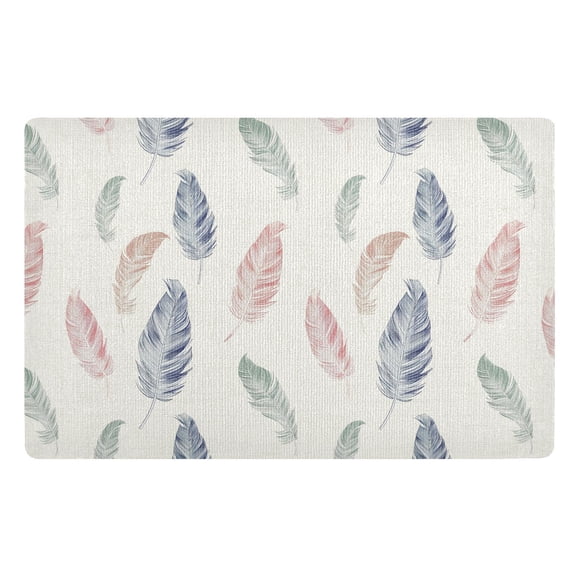 JSTEL Pastel Color Feather Front Door Mat Outside Entrance 32x20 Inch Doormat for Outdoor Indoor Washable Non Slip Floor Mats