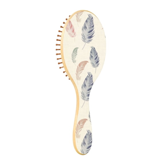 JSTEL Pastel Color Feather Hair Brush for Women Men Natural Wood Detangler Brushes for All Hair Types Hairbrush for Wet & Dry