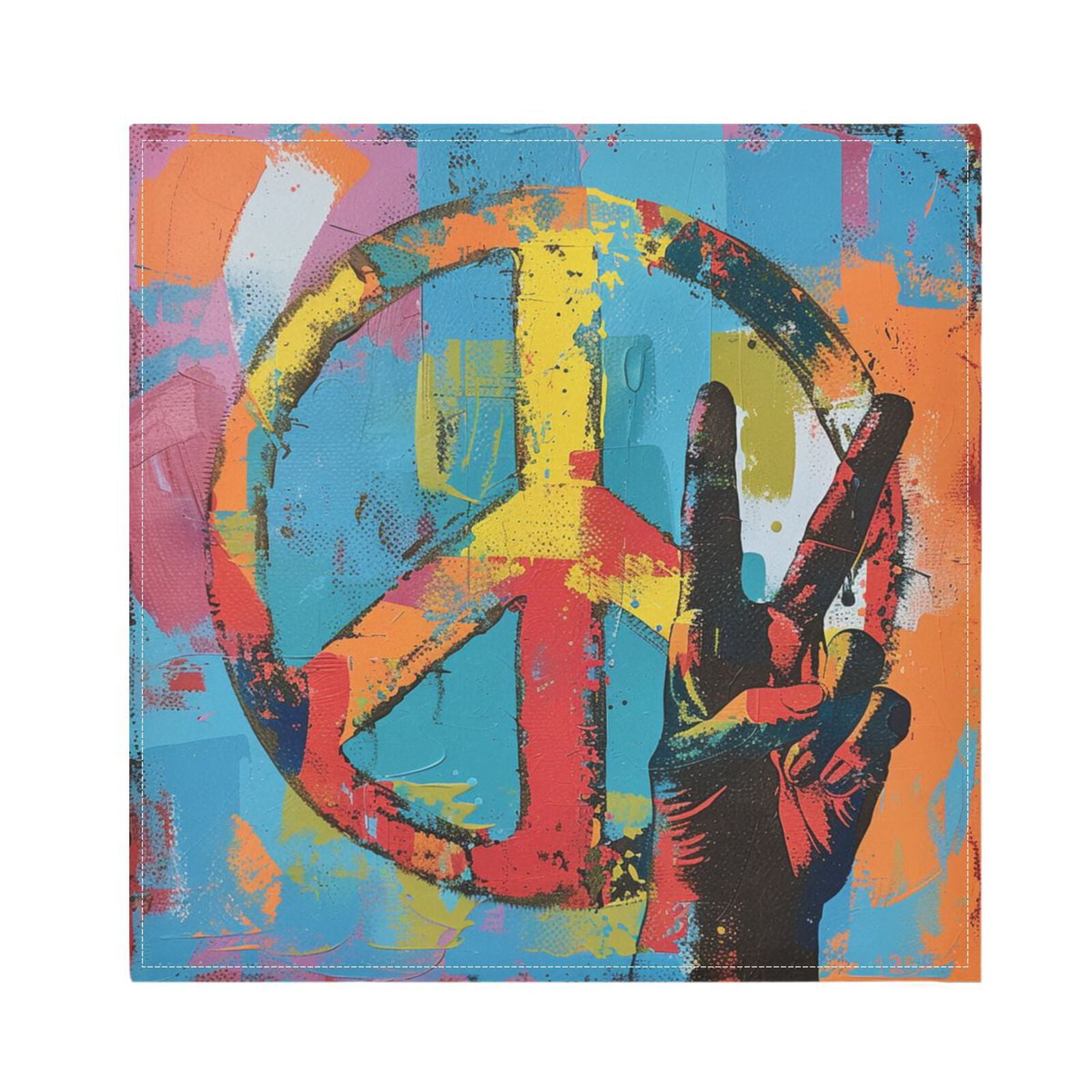 JSTEL Peace Sign Gesture Painting Cloth Napkins Set of 6, 20x20 Inch Washable and Reusable Napkin for Decoupage Dinner Party Everyday Use