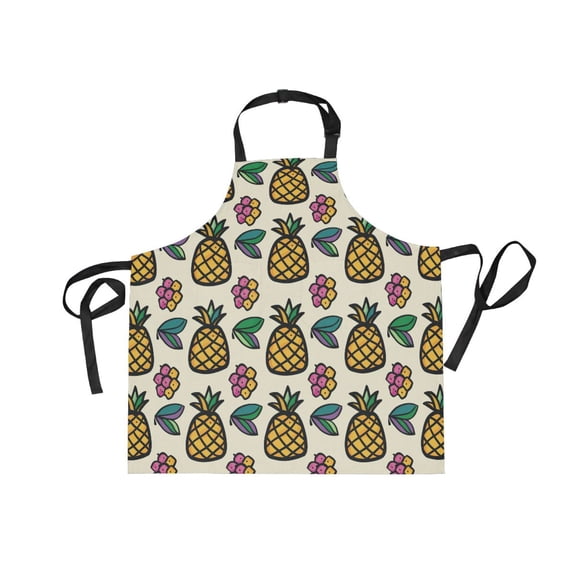 JSTEL Pineapple Cartoon Apron with 2 Pockets for Women Men Adjustable Garden Bib