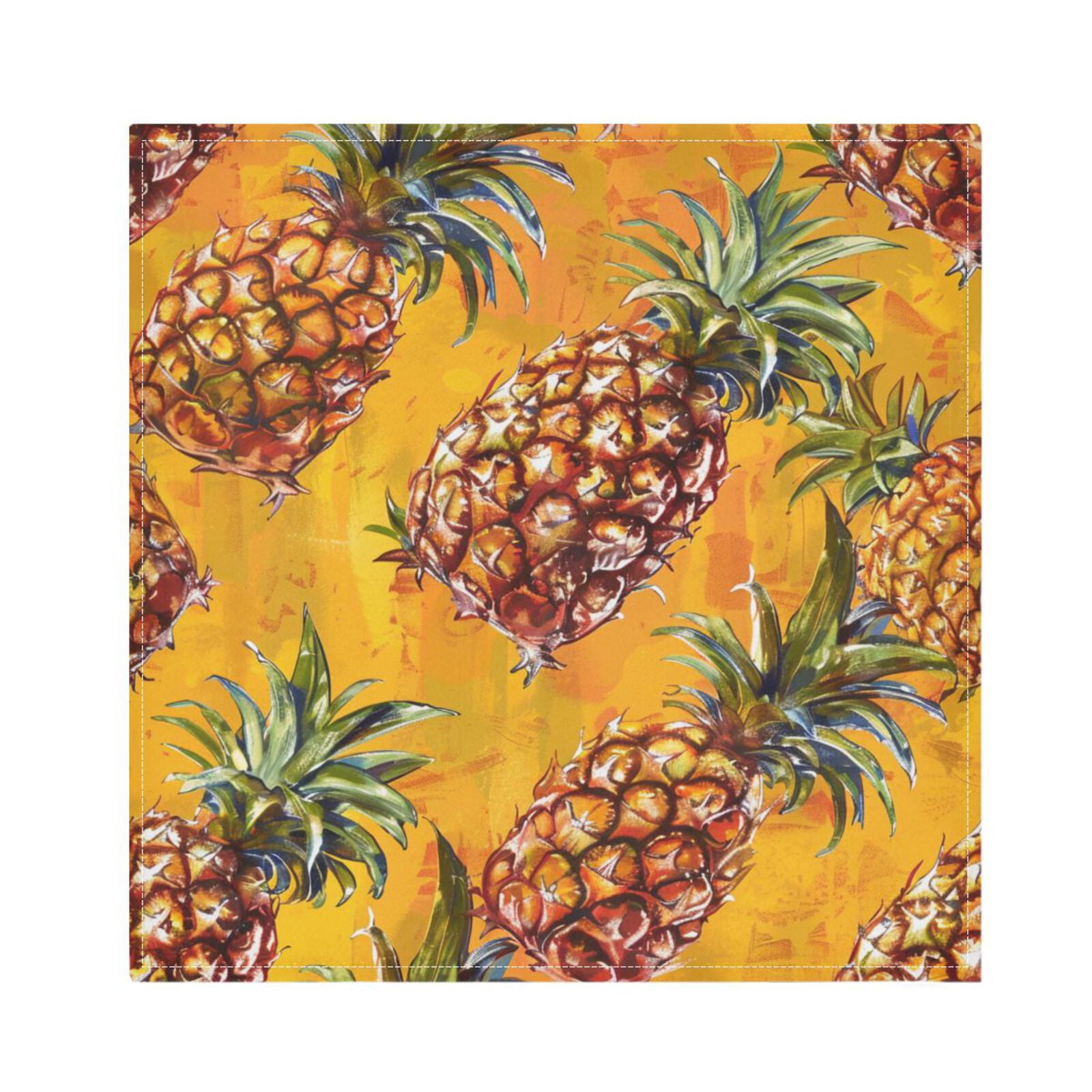 JSTEL Pineapple Fruit Yellow Cloth Napkins Set of 6, 20x20 Inch Washable and Reusable Napkin for Decoupage Dinner Party Everyday Use