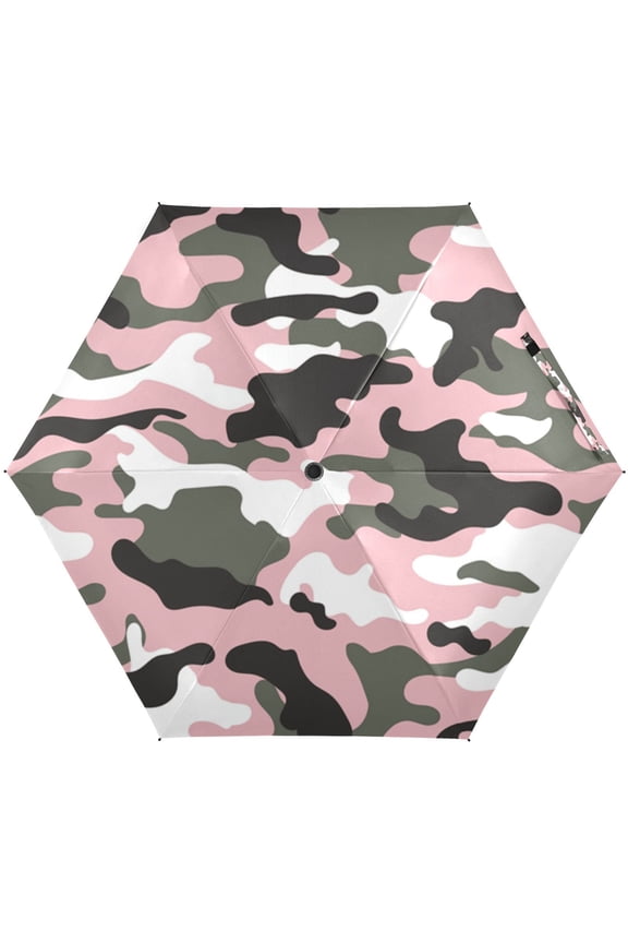 Pink Black Camouflage Camo Military Folding Umbrella for Rain Sun Travel Mini Lightweight Compact Umbrellas