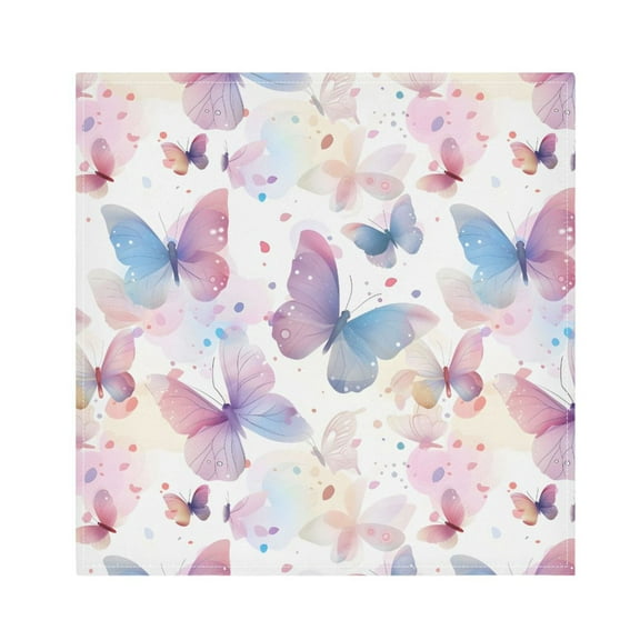 JSTEL Pink & Blue Butterfly Cloth Napkins Set of 4, 20x20 Inch Washable and Reusable Napkin for Decoupage Dinner Party Everyday Use