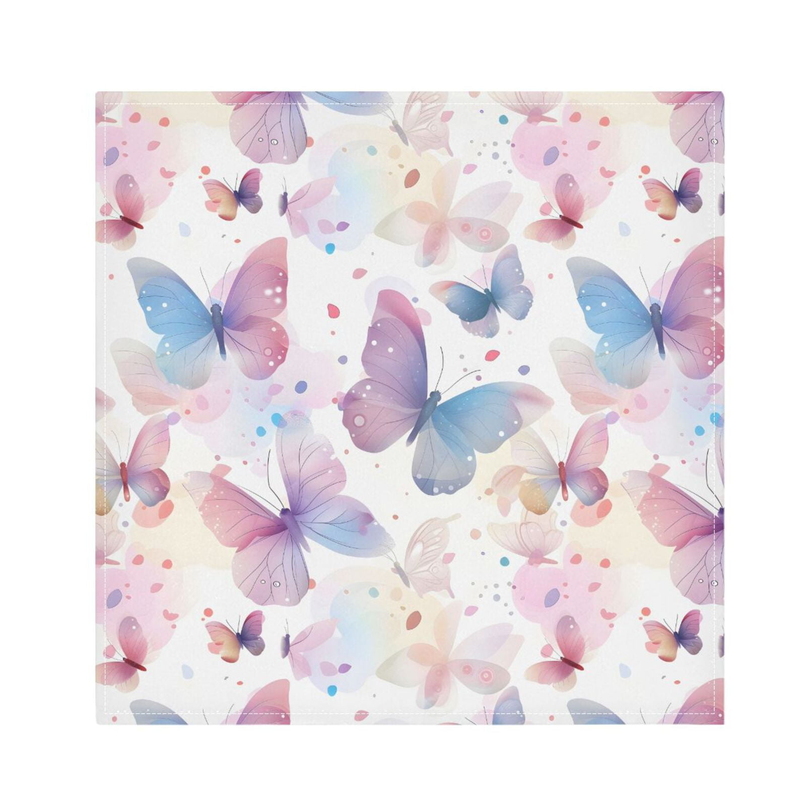 JSTEL Pink & Blue Butterfly Cloth Napkins Set of 6, 20x20 Inch Washable and Reusable Napkin for Decoupage Dinner Party Everyday Use