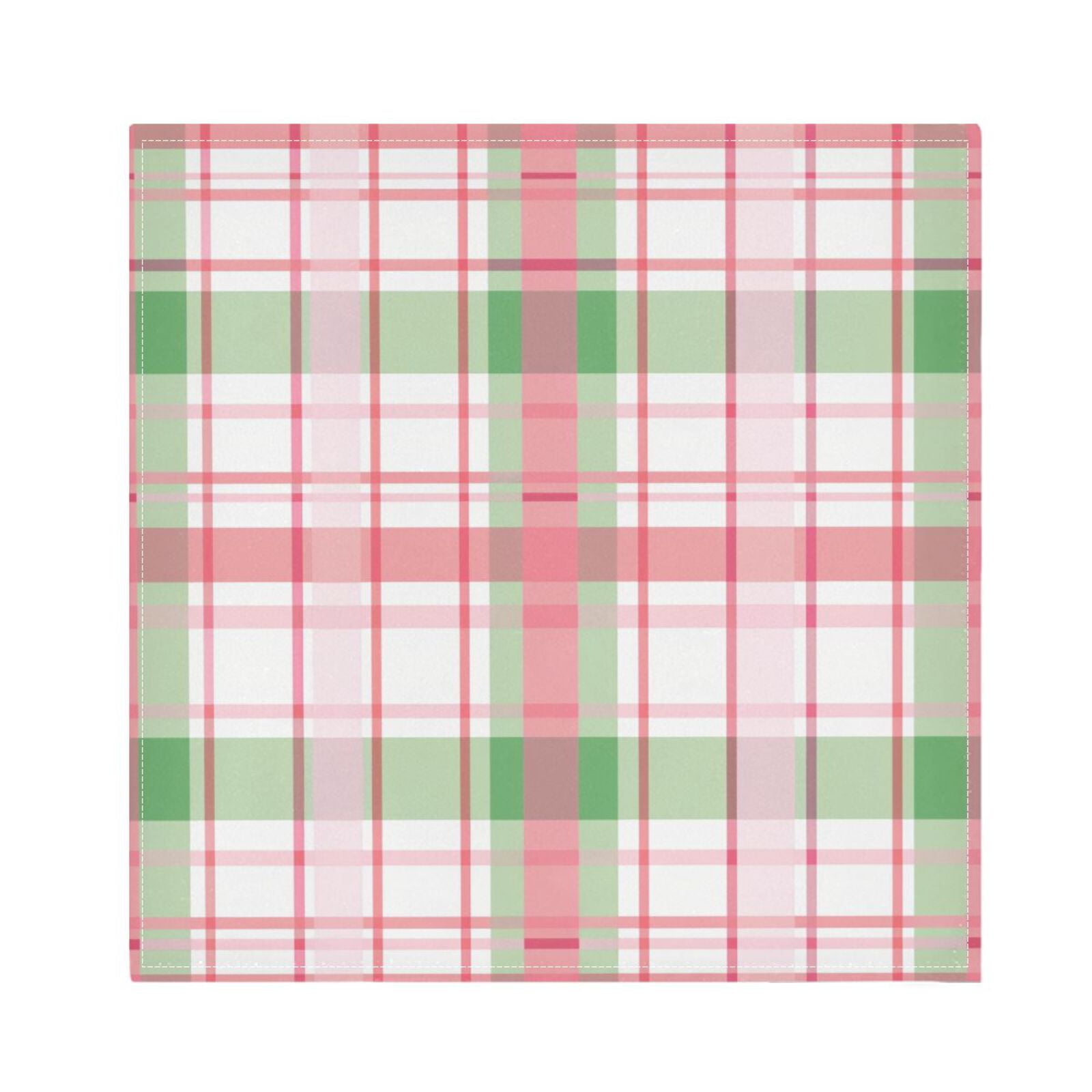 JSTEL Pink Checkered Grid Cloth Napkins Set of 6, 20x20 Inch Washable and Reusable Napkin for Decoupage Dinner Party Everyday Use