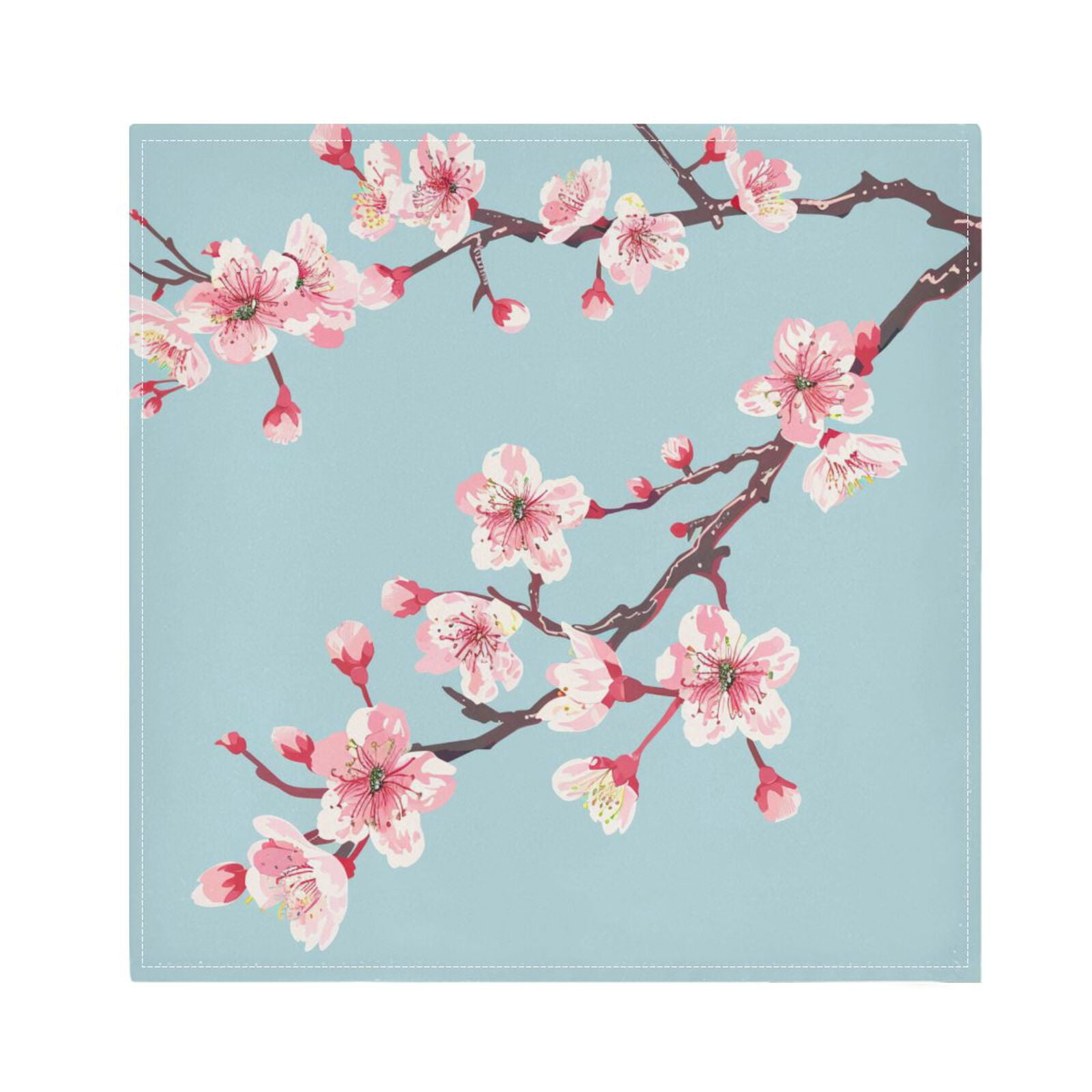 JSTEL Pink Cherry Blossom Flower Floral 3 Cloth Napkins Set of 6, 20x20 Inch Washable and Reusable Napkin for Decoupage Dinner Party Everyday Use