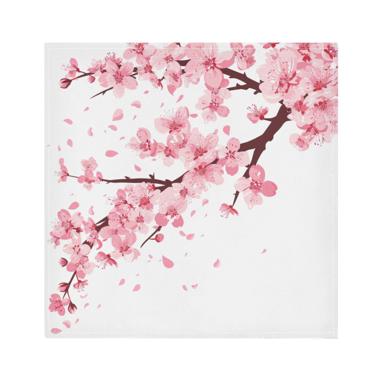 JSTEL Pink Cherry Blossom Flower Floral 6 Cloth Napkins Set of 6, 20x20 Inch Washable and Reusable Napkin for Decoupage Dinner Party Everyday Use
