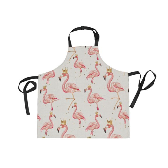 JSTEL Pink Flamingo Crown Apron with 2 Pockets for Women Men Adjustable Garden Bib