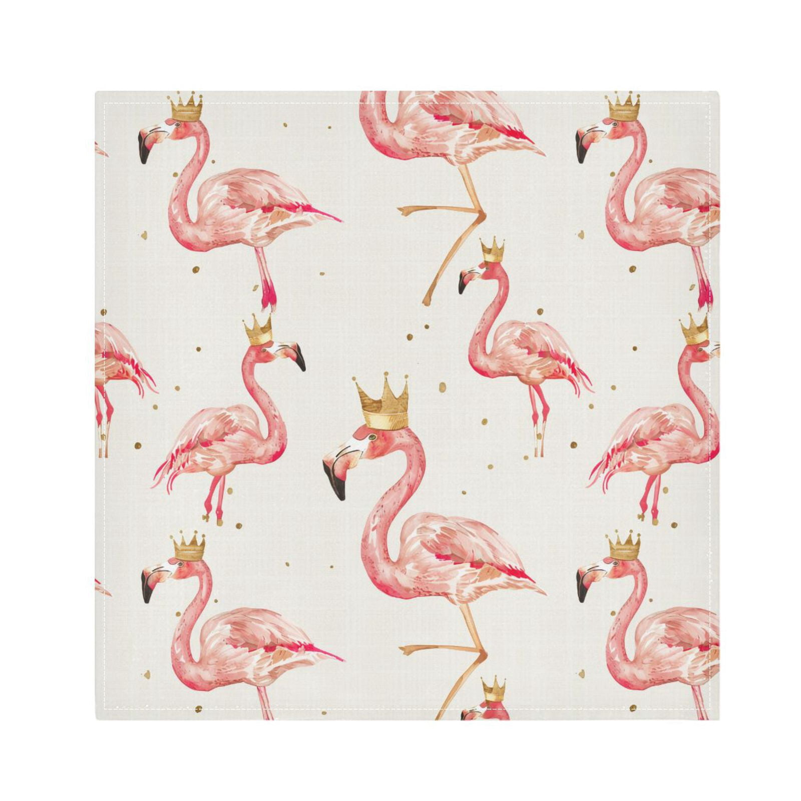 JSTEL Pink Flamingo Crown Cloth Napkins Set of 6, 20x20 Inch Washable and Reusable Napkin for Decoupage Dinner Party Everyday Use