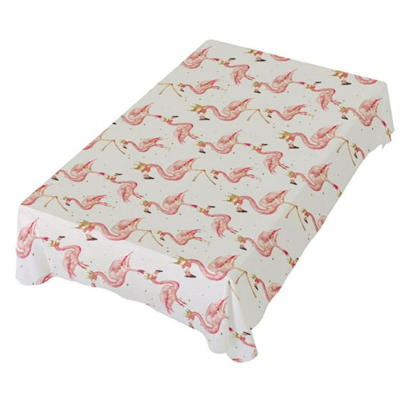 JSTEL Pink Flamingo Crown Table Cloth Square 54 x 54 Inch Tablecloth Anti Wrinkle Table Cover for Dining Kitchen Parties