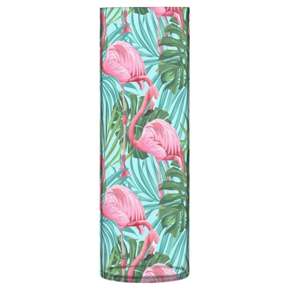 JSTEL Pink Flamingo Palm Leaves Flower Vase Decorative Floreros for Home Decor Bedroom Living Room Office Table Shelf Bathroom