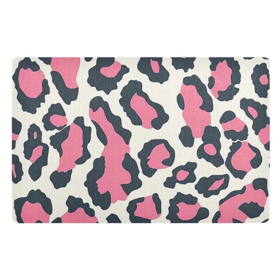 JSTEL Pink Leopard Print Cheetah Front Door Mat Outside Entrance 32x20 Inch Doormat for Outdoor Indoor Washable Non Slip Floor Mats