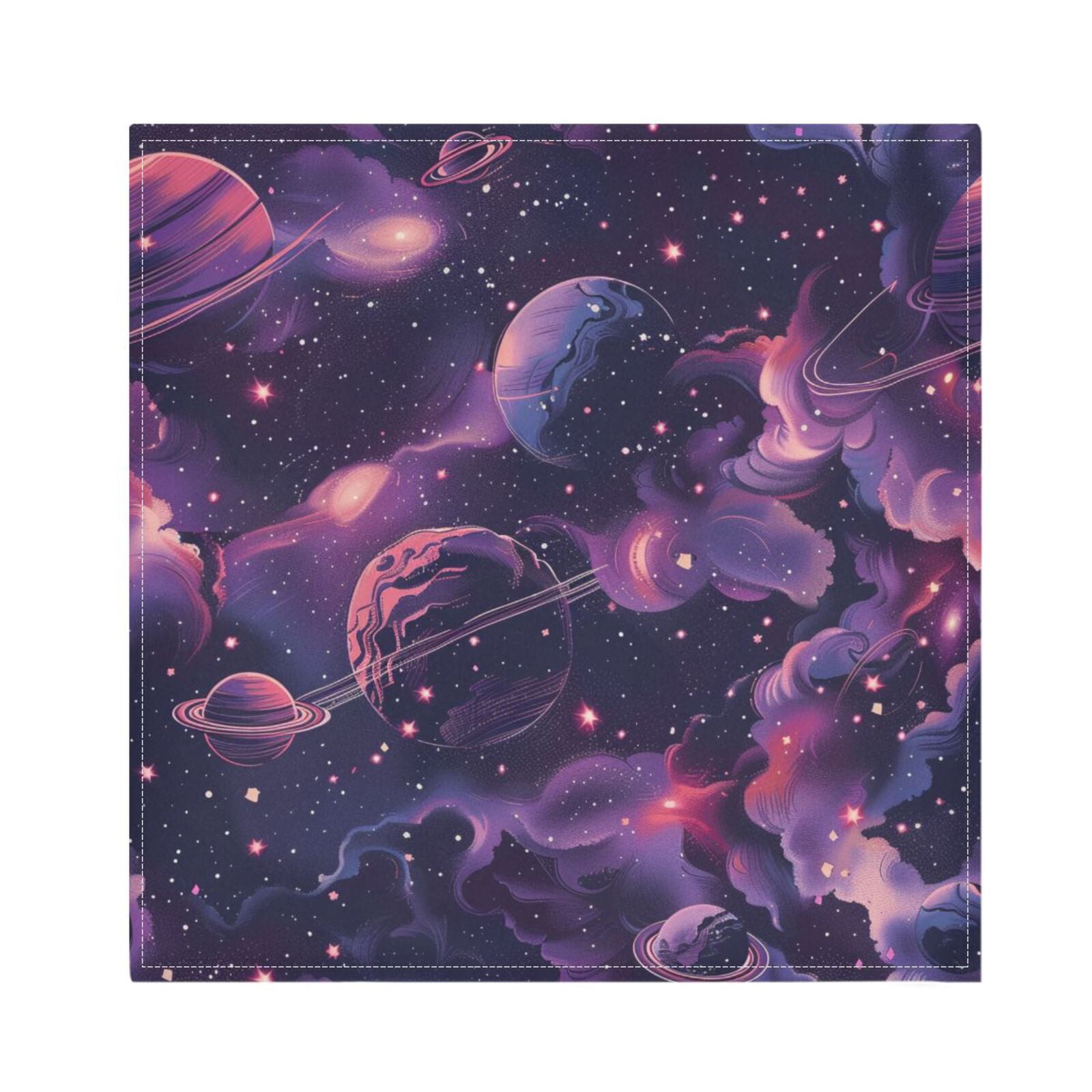 JSTEL Pink Universe Planets Nebula Cloth Napkins Set of 6, 20x20 Inch Washable and Reusable Napkin for Decoupage Dinner Party Everyday Use