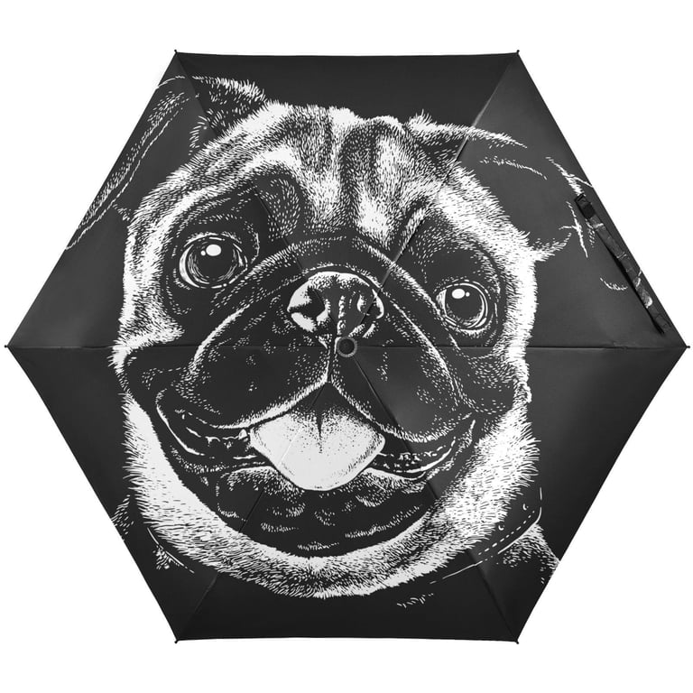 JSTEL Portrait Of Pug Dog Puppy Animal Folding Umbrella for Rain