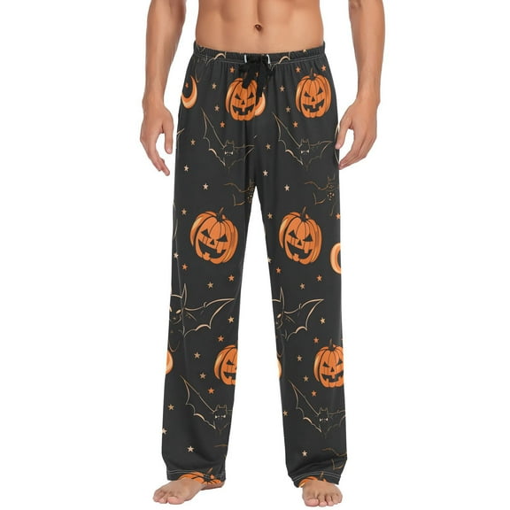 JSTEL Pumpkin Halloween Men's Sleepwear Mens Pajama Pants Bottoms with Pockets, XL