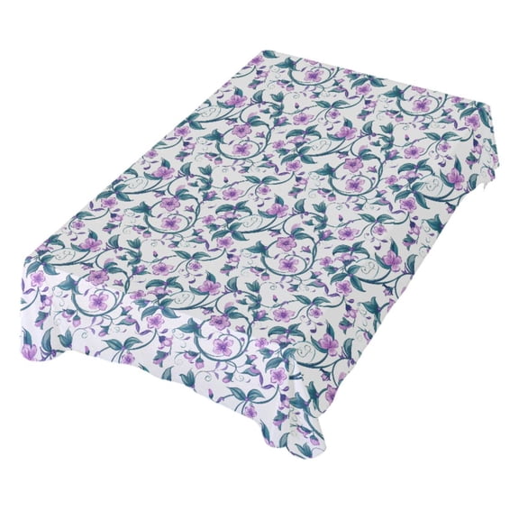 JSTEL Purple Cherry Blossom Flower Table Cloth Square 54 x 54 Inch Tablecloth Anti Wrinkle Table Cover for Dining Kitchen Parties