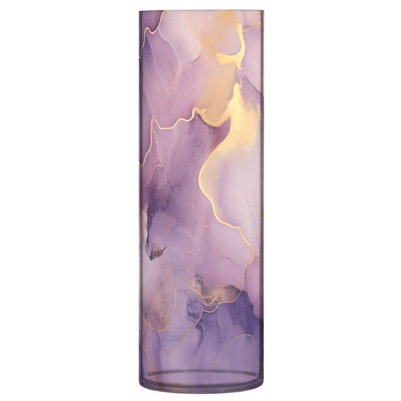 JSTEL Purple & Gold Marble Flower Vase Decorative Floreros for Home Decor Bedroom Living Room Office Table Shelf Bathroom