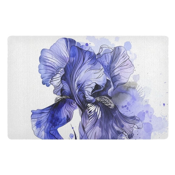 JSTEL Purple Iris Flower Ink Front Door Mat Outside Entrance 32x20 Inch Doormat for Outdoor Indoor Washable Non Slip Floor Mats