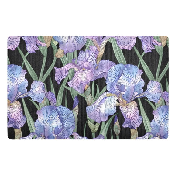 JSTEL Purple Iris Flowers Floral Front Door Mat Outside Entrance 32x20 Inch Doormat for Outdoor Indoor Washable Non Slip Floor Mats