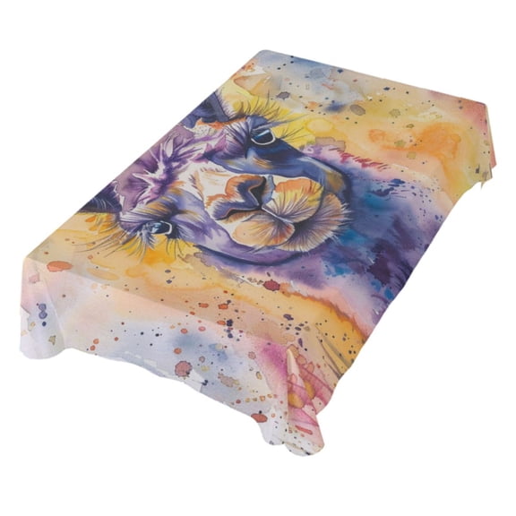 JSTEL Purple Llama Alpaca Table Cloth Square 54 x 54 Inch Tablecloth Anti Wrinkle Table Cover for Dining Kitchen Parties