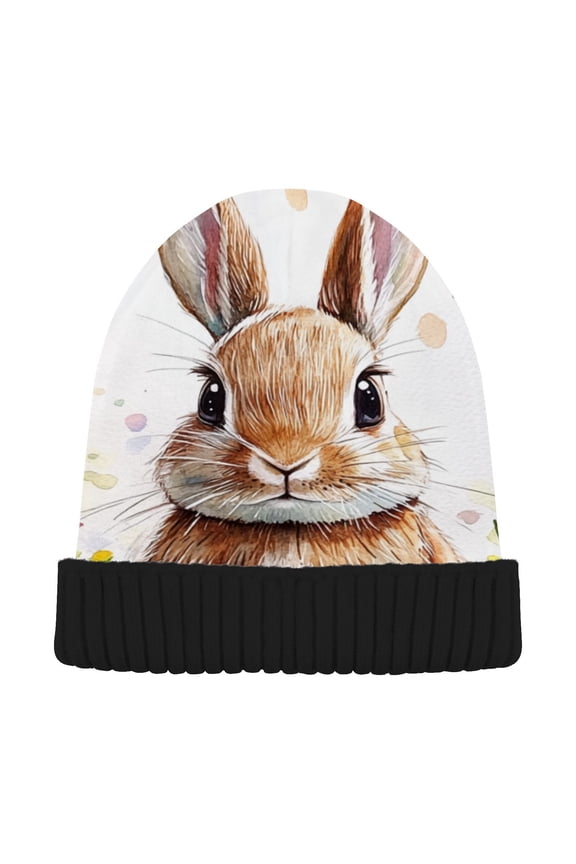 Rabbit Bunny Easter Eggs Beanie for Women Men Winter Hat Reversible Skull Knit Cap