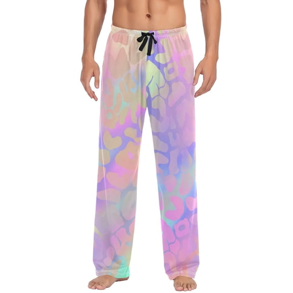 JSTEL Rainb Leopard Print Laser Cheetah Men's Sleepwear Mens Pajama Pants Bottoms with Pockets, M