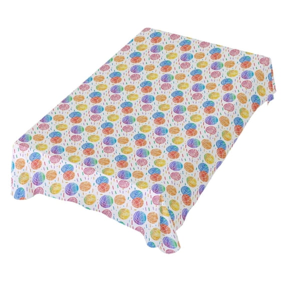 JSTEL Rainbow Basketball Table Cloth Rectangle 60 x 120 Inch Tablecloth Anti Wrinkle Table Cover for Dining Kitchen Parties