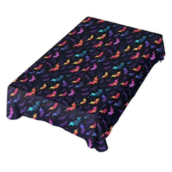 JSTEL Rainbow Bat Halloween Table Cloth Rectangle 54 x 72 Inch Tablecloth Anti Wrinkle Table Cover for Dining Kitchen Parties