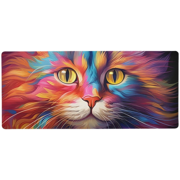 JSTEL Rainbow Cat Art Large Gaming Mouse Pad Big Mousepad Mice Keyboard Mat with Non-Slip Rubber Base for Computer Laptop Home & Office, 31.5 X 11.8 inch