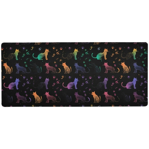 JSTEL Rainbow Cat Paw Prints Large Gaming Mouse Pad Big Mousepad Mice Keyboard Mat with Non-Slip Rubber Base for Computer Laptop Home & Office, 31.5 X 15.7 inch