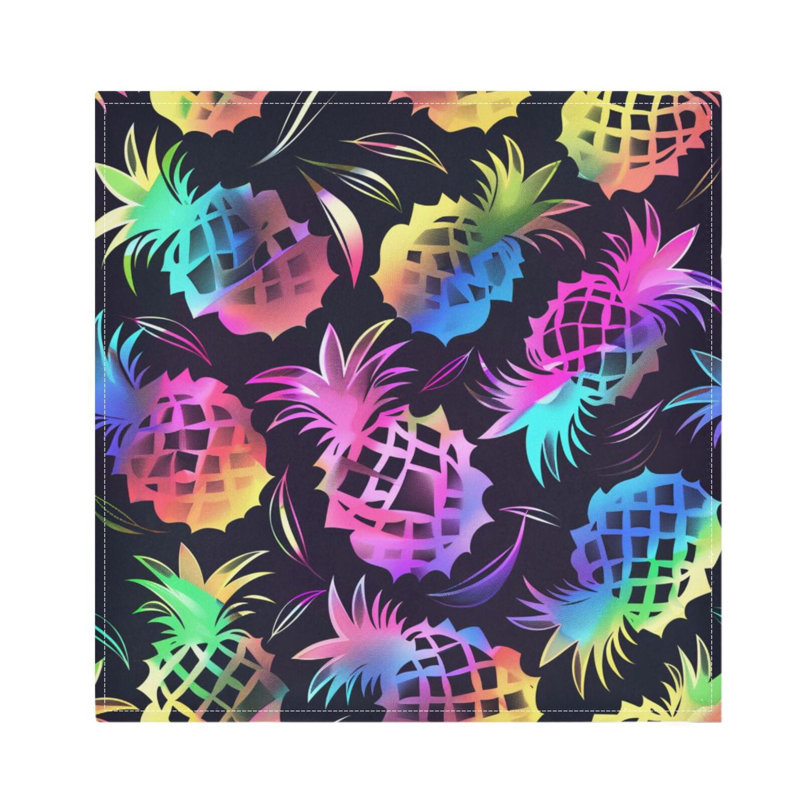 JSTEL Rainbow Color Pineapple Cloth Napkins Set of 6, 20x20 Inch Washable and Reusable Napkin for Decoupage Dinner Party Everyday Use