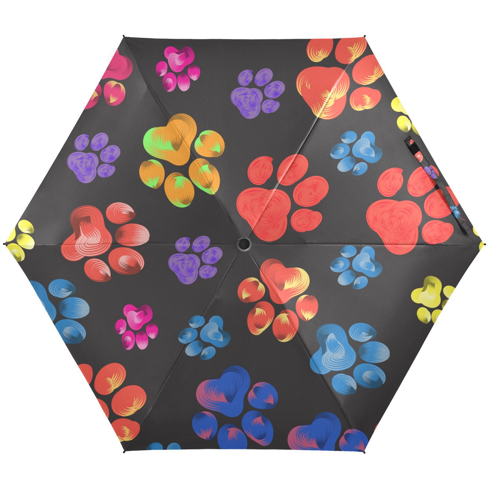 JSTEL Rainbow Dog Paw Print Animal Folding Umbrella for Rain Sun Travel ...