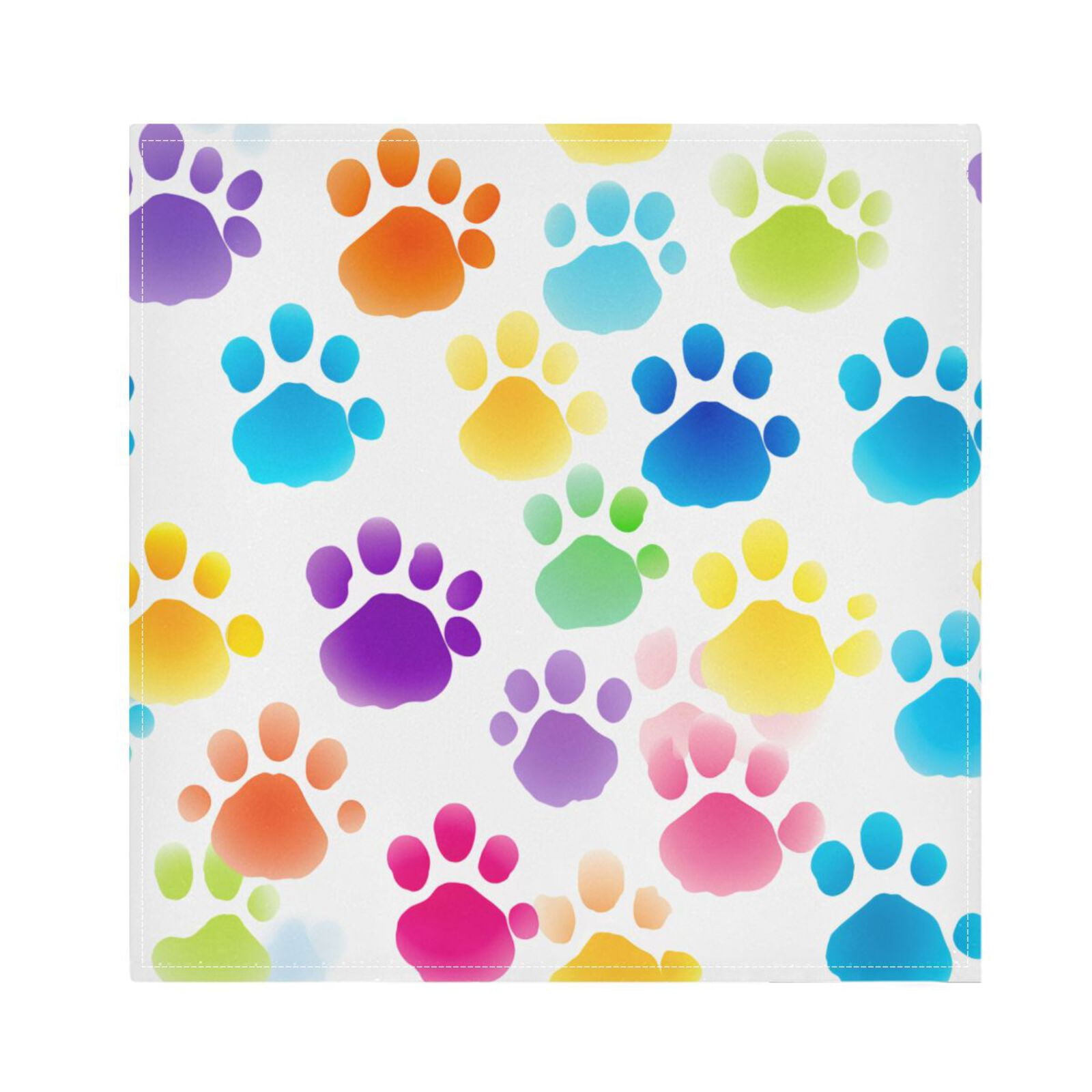 JSTEL Rainbow Dog Paw Prints Cloth Napkins Set of 6, 20x20 Inch Washable and Reusable Napkin for Decoupage Dinner Party Everyday Use