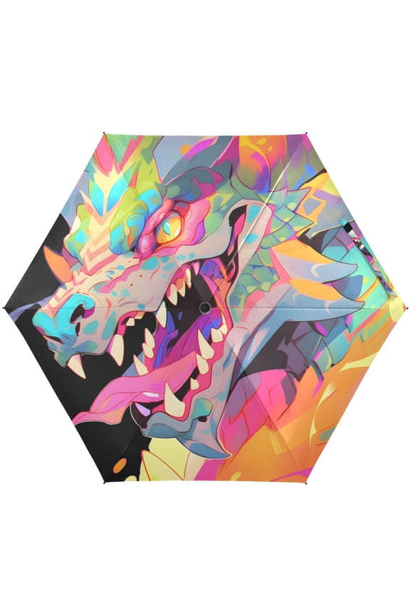 Rainbow Dragon Magic Folding Umbrella for Rain Sun Travel Mini Lightweight Compact Umbrellas