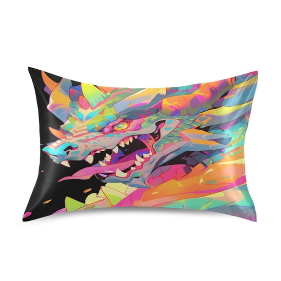 JSTEL Rainbow Dragon Magic Satin Pillowcase Queen Size Pillow Cases Envelope Closure Bed Pillow Cover, 20 x 30 inch