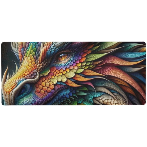 JSTEL Rainbow Dragon Portrait Large Gaming Mouse Pad Big Mousepad Mice Keyboard Mat with Non-Slip Rubber Base for Computer Laptop Home & Office, 31.5 X 11.8 inch