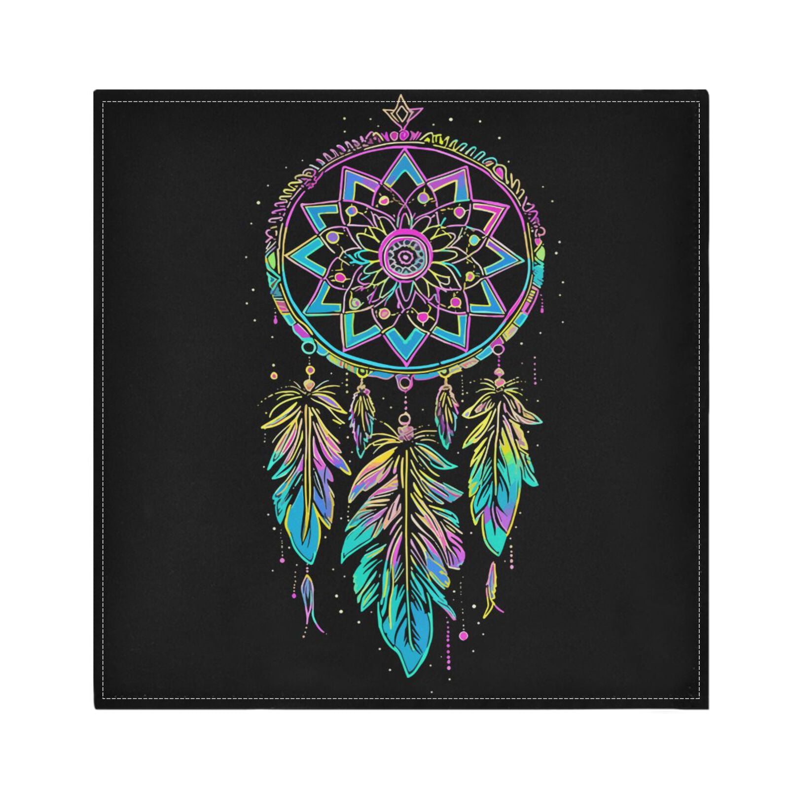JSTEL Rainbow Dreamcatcher Bohemian Cloth Napkins Set of 6, 20x20 Inch Washable and Reusable Napkin for Decoupage Dinner Party Everyday Use
