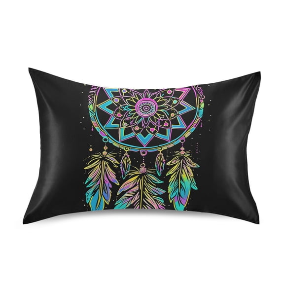 JSTEL Rainbow Dreamcatcher Bohemian Satin Pillowcase Queen Size Pillow Cases Envelope Closure Bed Pillow Cover, 20 x 30 inch