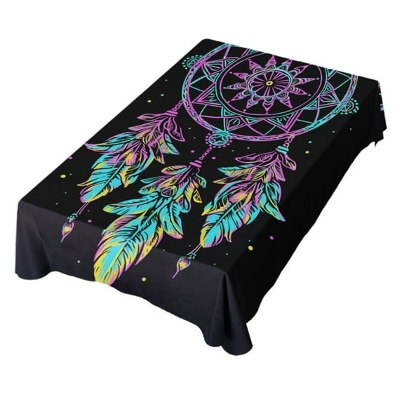 JSTEL Rainbow Dreamcatcher Boho Table Cloth Square 60 x 60 Inch Tablecloth Anti Wrinkle Table Cover for Dining Kitchen Parties
