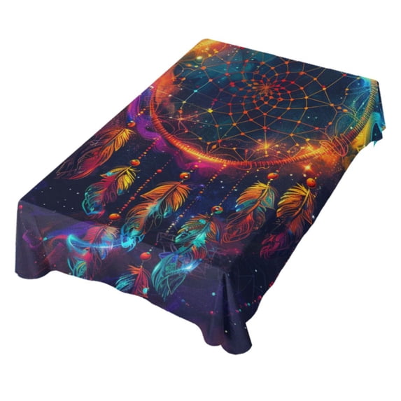 JSTEL Rainbow Dreamcatcher Galaxy Table Cloth Rectangle 54 x 72 Inch Tablecloth Anti Wrinkle Table Cover for Dining Kitchen Parties
