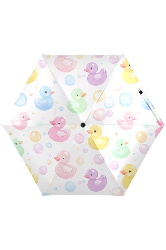 Rainbow Duck Bubble Folding Umbrella for Rain Sun Travel Mini Lightweight Compact Umbrellas