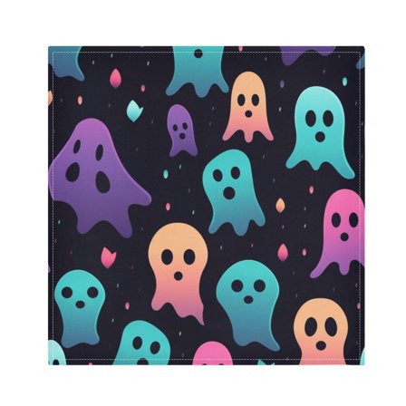 JSTEL Rainbow Ghost Halloween Cloth Napkins Set of 1, 20x20 Inch Washable and Reusable Napkin for Decoupage Dinner Party Everyday Use