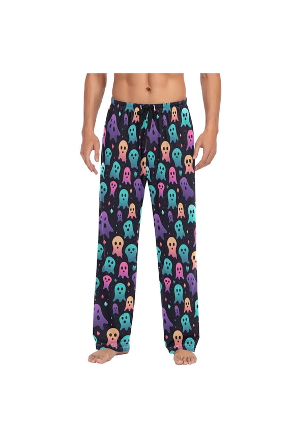 Rainbow Ghost Halloween Men's Sleepwear Mens Pajama Pants Bottoms with Pockets, XXL