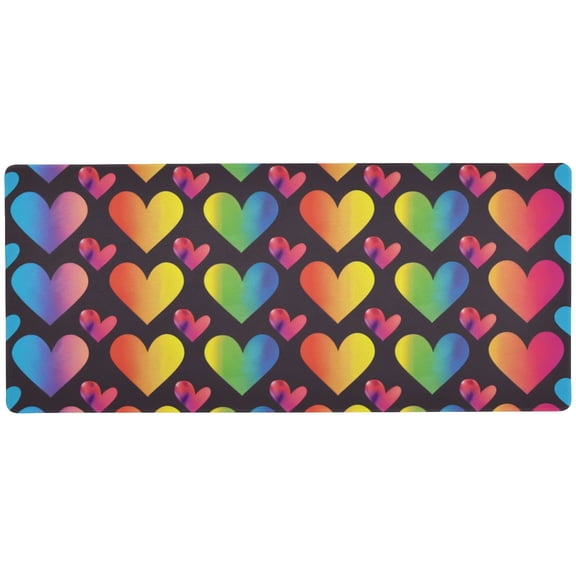 JSTEL Rainbow Hearts Lgbt Pride Large Gaming Mouse Pad Big Mousepad Mice Keyboard Mat with Non-Slip Rubber Base for Computer Laptop Home & Office, 35.4 X 15.7 inch