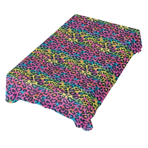 JSTEL Rainbow Leopard Cheetah Print Table Cloth Rectangle 60 x 120 Inch Tablecloth Anti Wrinkle Table Cover for Dining Kitchen Parties