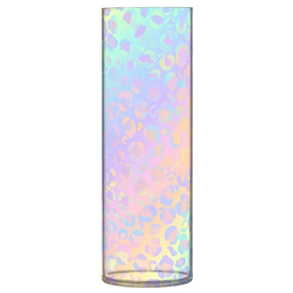 JSTEL Rainbow Leopard Print Rose Gold Cheetah Flower Vase Decorative Floreros for Home Decor Bedroom Living Room Office Table Shelf Bathroom