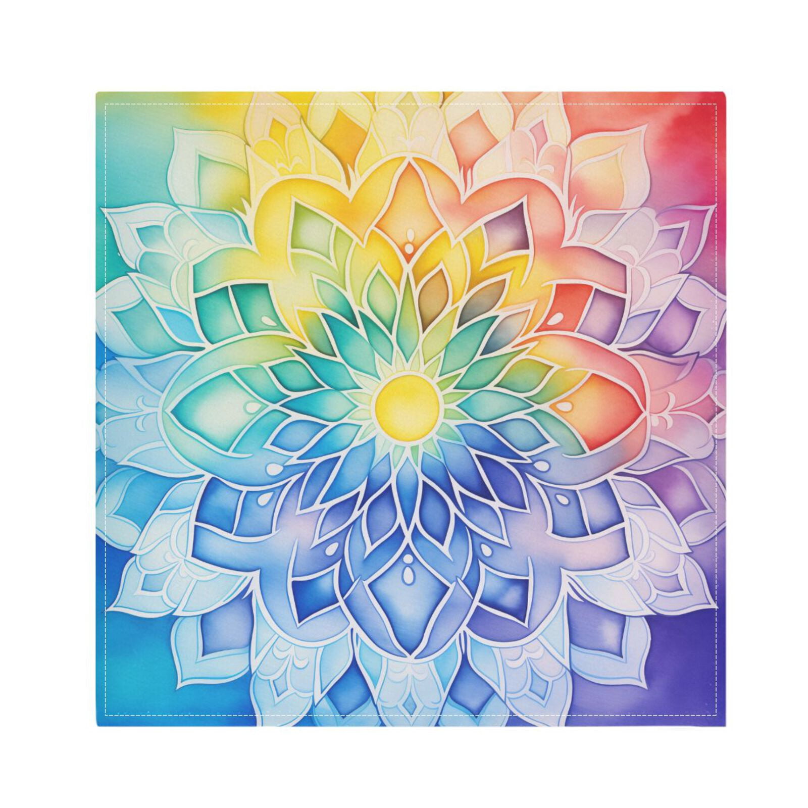 JSTEL Rainbow Mandala Colorful Cloth Napkins Set of 6, 20x20 Inch Washable and Reusable Napkin for Decoupage Dinner Party Everyday Use