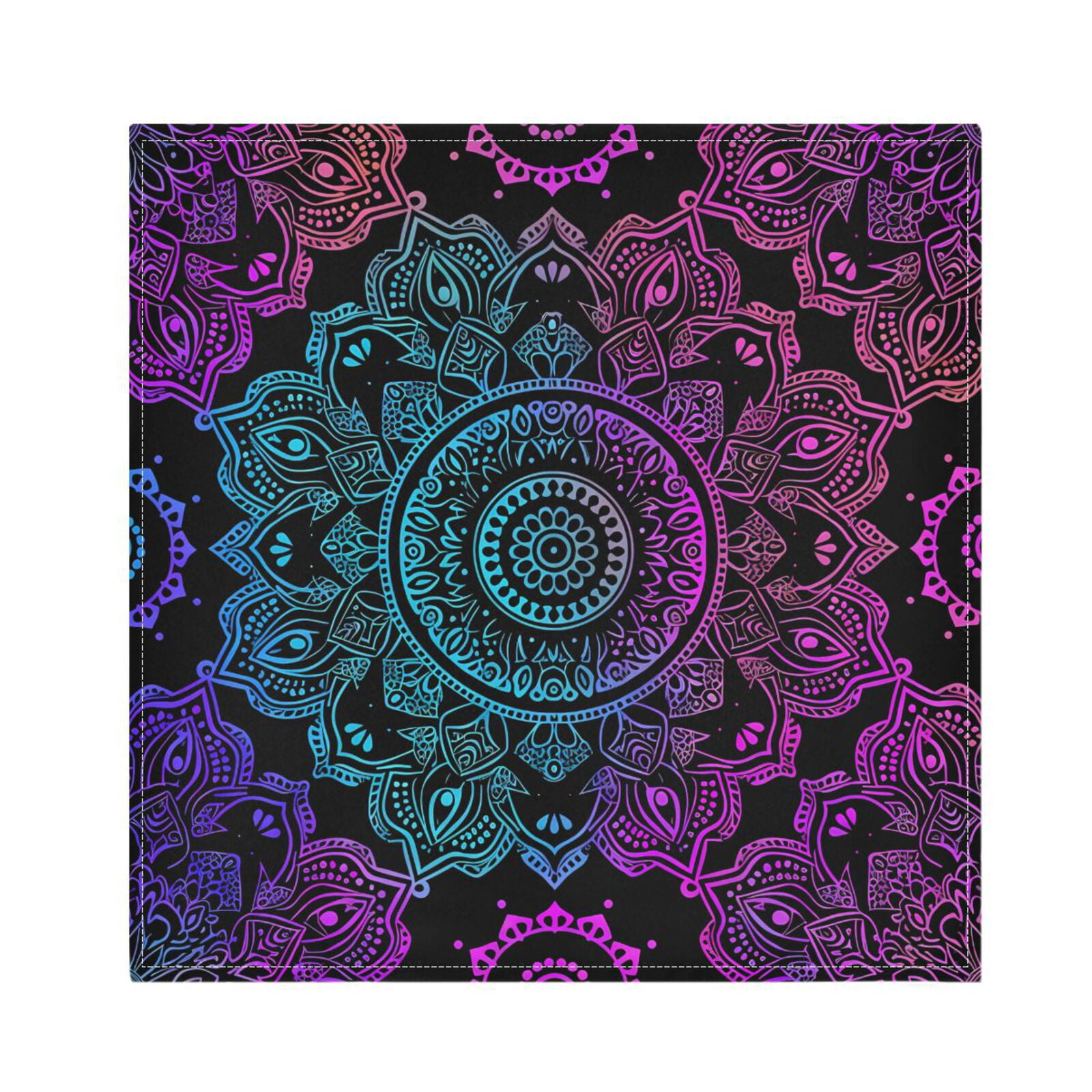 JSTEL Rainbow Mandala Flower Boho Cloth Napkins Set of 6, 20x20 Inch Washable and Reusable Napkin for Decoupage Dinner Party Everyday Use