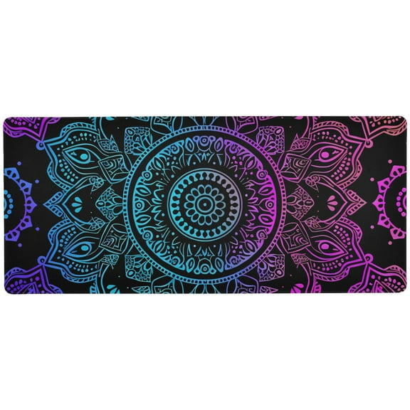 JSTEL Rainbow Mandala Flower Boho Large Gaming Mouse Pad Big Mousepad Mice Keyboard Mat with Non-Slip Rubber Base for Computer Laptop Home & Office, 31.5 X 15.7 inch